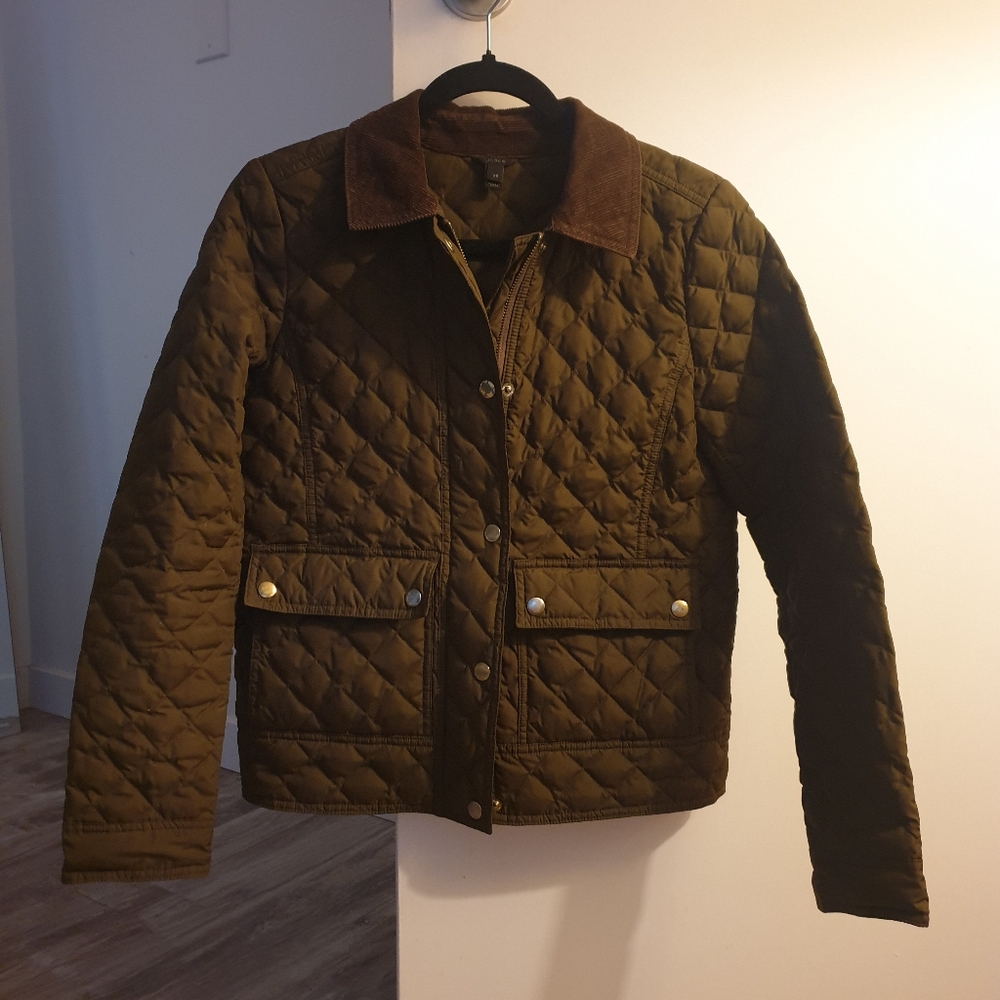 J. Crew Women's Quilted Olive Jacket